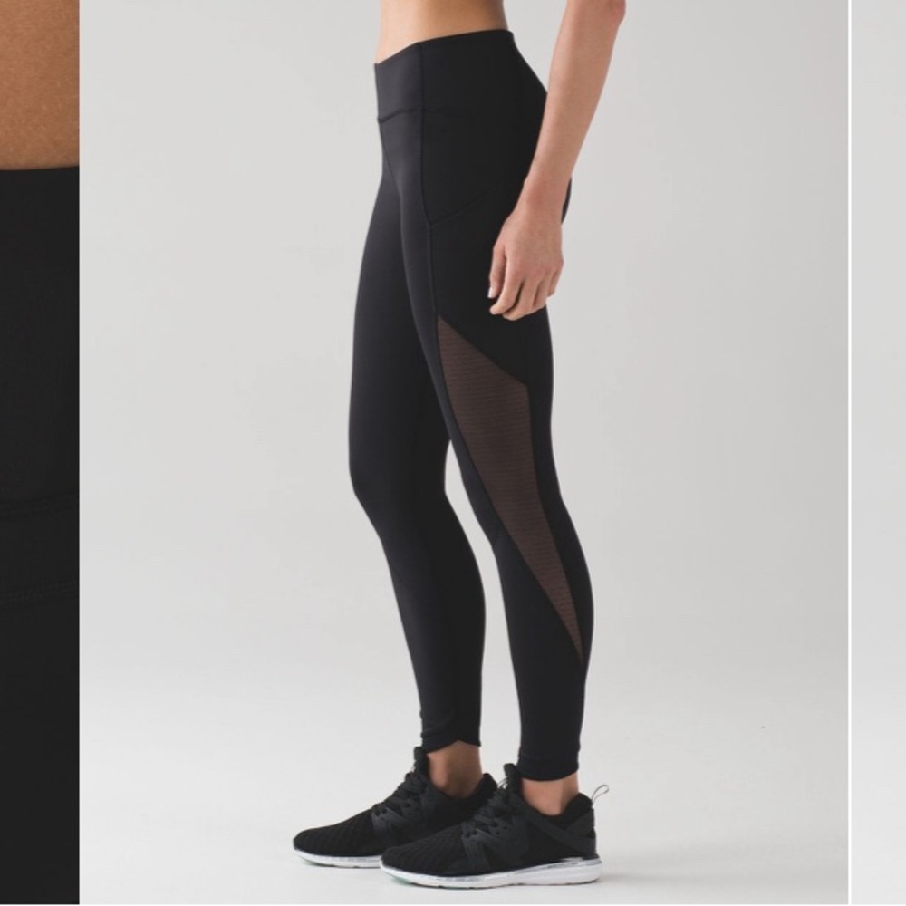 Lululemon Sole Training 7/8 Tight, Black, Size 8, Like New, Polka Dot Mesh